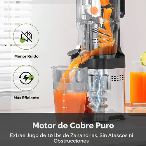 Vista 4 de AMZCHEF Exprimidor de prensa en frío, Juicer lento de autoalimentación de 8-Plateado