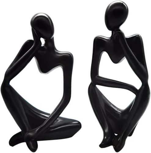 Vista 2 de Asng Estatua de escultura abstracta estilo pensador de resina, figuras coleccionables, decoración de escritorio para oficina en casa