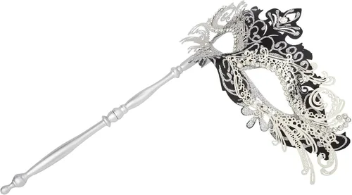 Vista 3 de Hoshin Máscara de mascarada con palo, decoraciones de Mardi Gras, máscaras venecianas para mujer