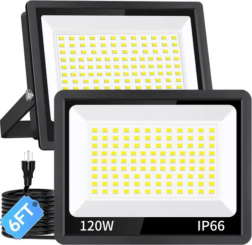 Vista 10 de Luz de inundación LED de 200 W para exteriores con enchufe+cable de 10 pies, luz de seguridad súper brillante de 24000 lúmenes, luz de trabajo LED