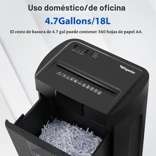 Vista 4 de Wingwise Ultra Low Noise 48dB Paper Shredder for Home Office Negro