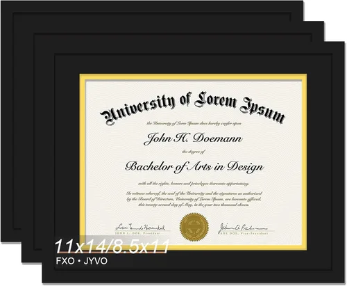 Vista 11 de Fxojyvo Marco de diploma negro 11x14, marco para documentos 8,5 x 11 con alfombrilla o 11 x 14 sin alfombrilla, marco para certificado