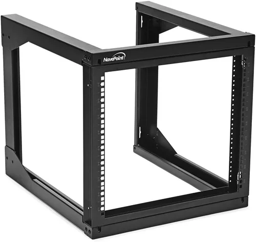 Vista 9 de NavePoint Rack de servidores 6U con puerta batiente, rack de montaje en pared para equipos de TI y AV de 19 pulgadas, 18 pies de profundidad