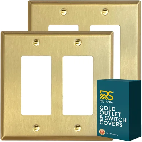 Vista 36 de Rio Salto BRASS Signature Collection MIDSIZE - Placa de pared de metal dorado para interruptor de luz o cubierta de tomacorriente, placa de pared