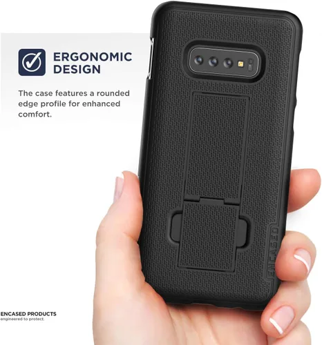 Vista 5 de Encased Funda con clip para cinturón Galaxy S10 (2019 DuraClip) Funda de agarre delgada con funda para Samsung S10 (negro)