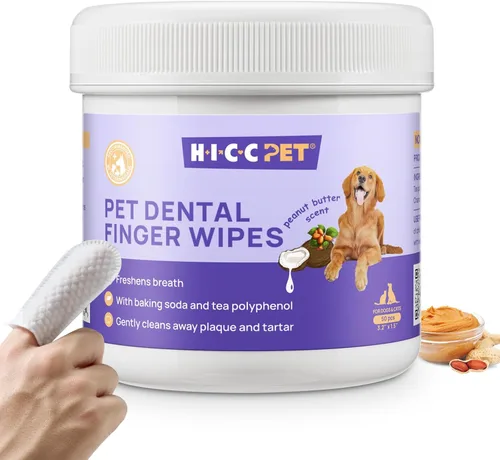 Vista 9 de HICC Pet Toallitas de limpieza de dientes para perros y gatos, elimina el mal aliento eliminando la placa y la acumulación de sarro, cepillo