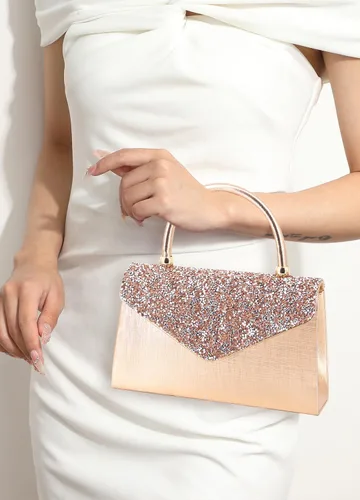 Vista 2 de Naimo Bolso de mano de noche de cristal brillante, bolso cruzado con asa superior, bolso de hombro para boda, fiesta, novia