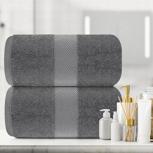 Vista 9 de White Classic Juego de toallas de 8 piezas color gris oscuro [2 toallas de baño, 2 toallas de mano, 4 toallas faciales] y 2 toallas de baño gris