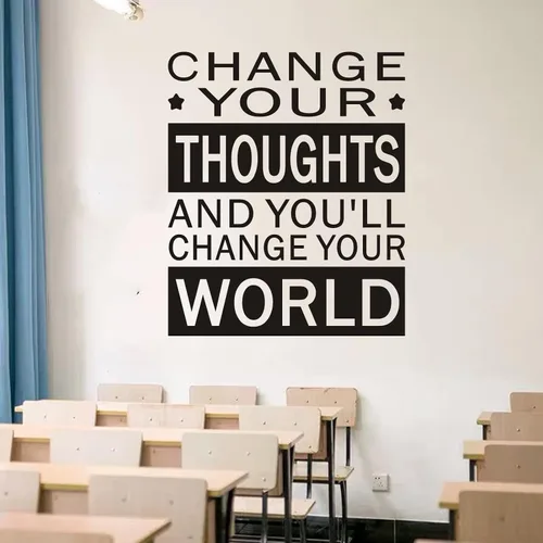 Vista 7 de VODOE Pegatinas de pared inspiradoras para oficina: aplicar en menos de 30 Cambia tus pensamientos