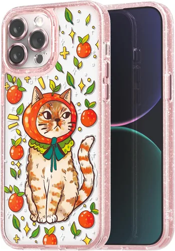 Vista 52 de Compatible para iPhone 13 Funda Bonita Estética - Funda para Teléfono Rosa con Purpurina con Protector de Cámara - Diseño de Cubierta