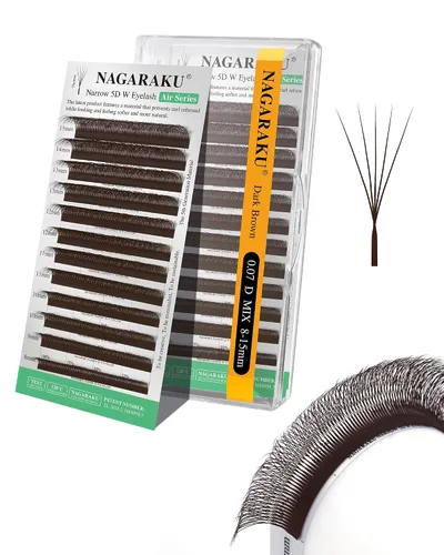 Vista 15 de NAGARAKU Extensiones de pestañas prefabricadas en abanico 3D W 0.05 C 0.315 0.05-C 3D W