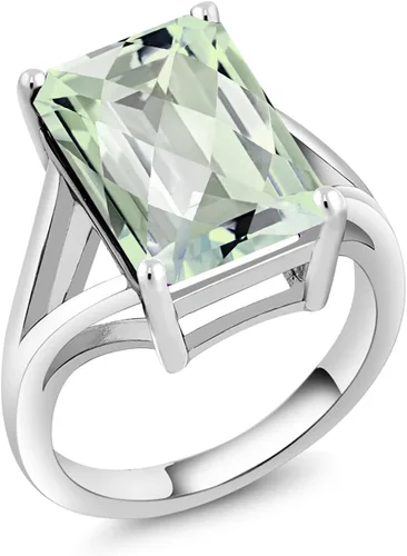 Vista 31 de Gem Stone King Anillo de compromiso solitario con piedra preciosa de corte esmeralda de 0.551 x 0.394 in para mujer, plata de ley 925, anillo