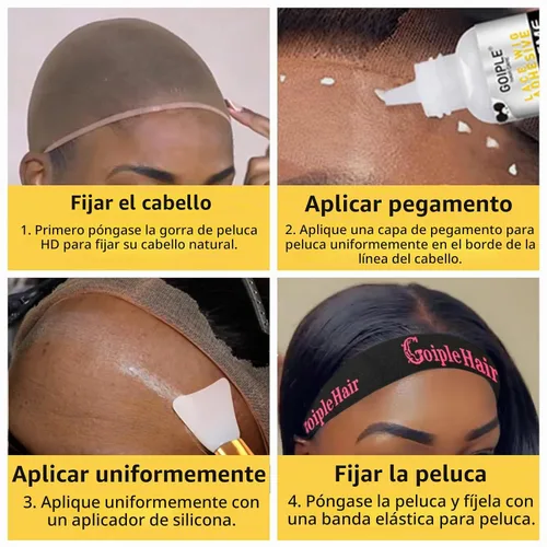 Vista 7 de Pega para pelucas con encaje frontal, adhesivo impermeable para pelucas con encaje frontal y aplicador de silicona para pelucas, pegamento de encaje