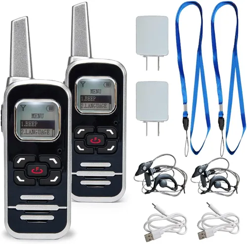 Vista 12 de T-M1 Super Mini Walkie Talkie para adultos, radios portátiles de dos vías con auricular, pequeña radio de 2 vías para restaurante, lugar de trabajo