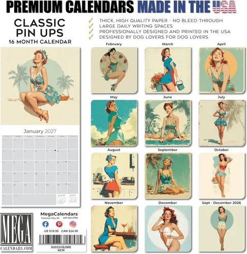 Vista 414 de Calendario de grises africanos 2025 2026 – Planificador mensual de pared de aves africanas – 12 x 18 pulgadas (abierto), calendario de pared