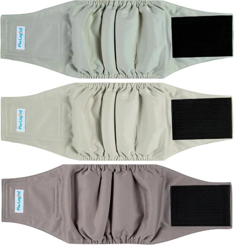 Vista 17 de Paw Legend - Pañales lavables para perro macho (3 unidades), XS, Ejército, Gris, Marina