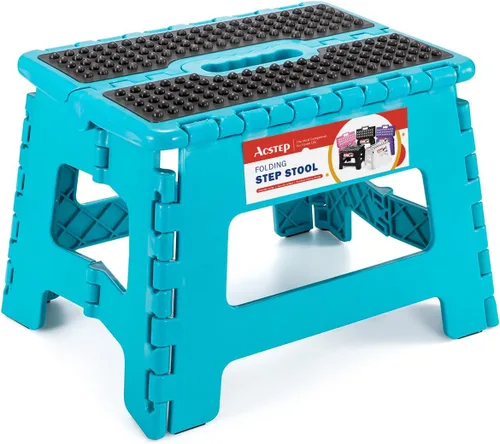 Vista 10 de ACSTEP Taburete plegable de 9 pulgadas, capacidad de 300 libras, taburetes plegables de plástico para niños y adultos, taburete plegable adecuado