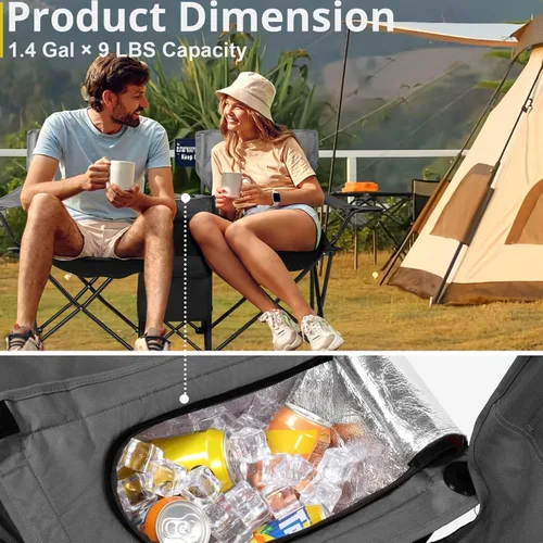 Vista 8 de Silla plegable, silla de camping portátil de 2 asientos con sombrilla extraíble, sillas plegables para exteriores, sillas portátiles de pesca