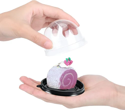 Vista 4 de Patelai Mini recipiente de plástico transparente para magdalenas, mini caja para magdalenas, cúpula para magdalenas, caja de un solo recipiente