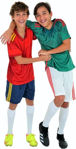 Vista 6 de PAIRFORMANCE Uniformes de fútbol para niños, camiseta deportiva de equipo y pantalones cortos para niños, ropa deportiva, unisex, de 4 a 14 años