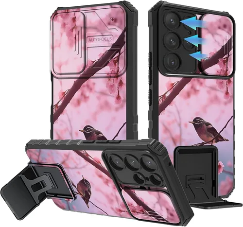 Vista 23 de Funda para Samsung Galaxy A13 5G/4G/A04S, Galaxy A13 5G con cubierta de cámara deslizante, funda de doble capa integrada con función atril