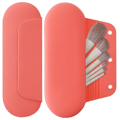 Vista 11 de AGIKET Soporte de silicona para brochas de maquillaje, bolsa de cosméticos de viaje: soporte suave y portátil para brochas cosméticas faciales