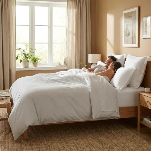 Vista 2 de Perú Pima – Juego de sábana de cama de 285 hilos – 100 % algodón peruano Pima – De percal Blanco