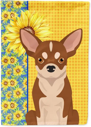 Vista 130 de Caroline's Treasures WDK5313GF Bandera de jardín con diseño de girasoles de verano, color negro y tostado, Airedale Terrier para buzón, bandera