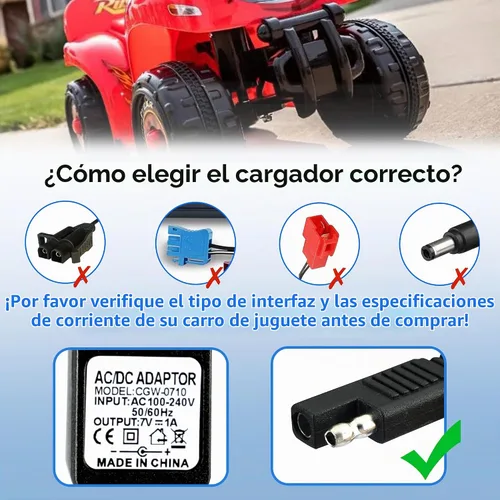 Vista 4 de Cargador de conector SAE para niños, batería de automóvil BXIZXD de 6 voltios para Disney Quad Pacific Cycle Marvel The Avenger Good Dinosaur