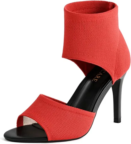 Vista 16 de Tacones de Puntera Abierta para Mujer, Sexys Tacones de Aguja de 3 Pulgadas, Sandalias de Tacón para Mujer con Puntera Abierta, Amplias, de Tejido