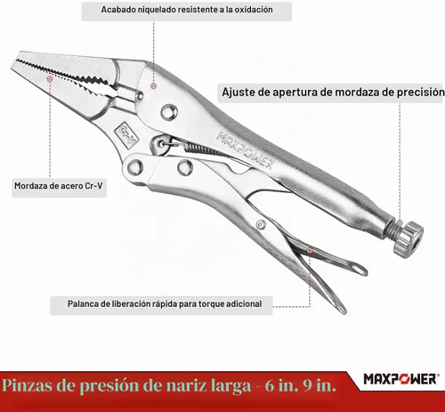 Vista 2 de MAXPOWER Juego de alicates de bloqueo de 5 piezas con bolsa de kit
