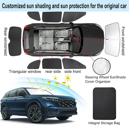 Vista 3 de TINGLU Persianas de ventana para Honda CR-V 2023-2026, accesorios para ventanas laterales de automóvil, parabrisas triangular, parasol para rayos UV