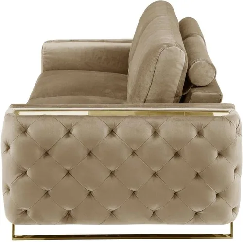 Vista 16 de Blackjack Furniture Lucca Collection - Sofás de terciopelo para sala de estar con marco de madera brasileña tapizado y patas de acero inoxidable, 2