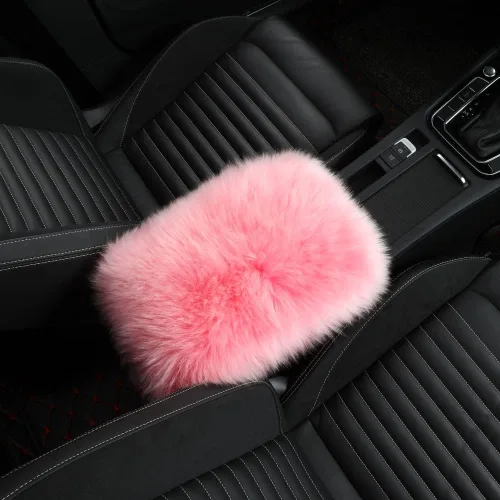Vista 14 de IRIWOOL - Funda de reposabrazos de piel de oveja, cubierta de reposabrazos de auto, cojín suave de consola para coche, cubierta de consola central