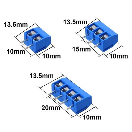 Vista 3 de 100 conectores de bloque de terminales de tornillo de montaje en PCB 2P 3P 4P 5mm/0.2inch para Arduino y proyectos de electrónica doméstica Cable