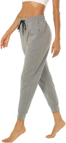Vista 6 de AvaCostume Pantalones deportivos ligeros de algodón para mujer, pantalones deportivos de yoga, pantalones casuales con bolsillos