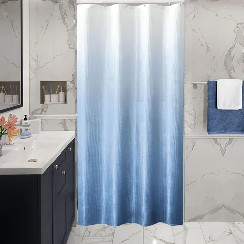 Vista 14 de Gibelle Cortina de Ducha Pequeña para Cabina 36 x 72 pulgadas, Cortina de Ducha de Tela Texturizada de Tejido Gofre Medio Estrecho para Baño, Beige