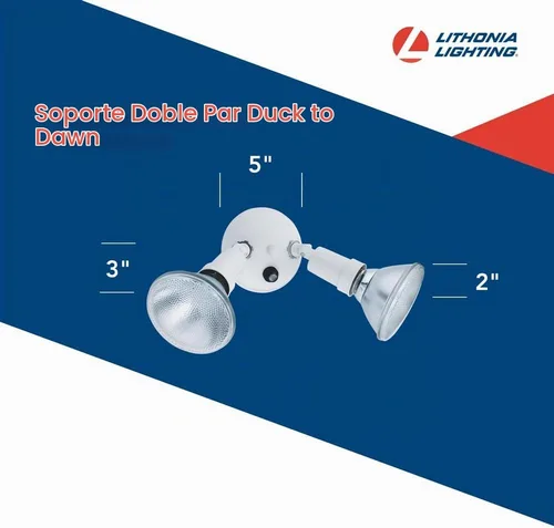 Vista 4 de Lithonia Lighting OFTH 300PR 120 P WH-M12 - Soporte ajustable doble PAR con atardecer a amanecer, 120 voltios, 300 vatios, color blanco