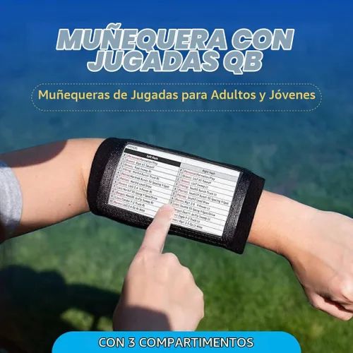 Vista 2 de Playbook Wristband QB, Adult Playbook,3 Slots, 6 Pack Negro