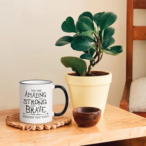 Vista 3 de Cabtnca Taza de café inspiradora - You're Amazing And Strong And Brave, regalo fuerte para mujer, regalo de agradecimiento para hombres, 11 onzas
