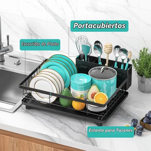Vista 6 de MERRYBOX Escurridor de platos para encimera de cocina, estante de secado de platos grande mejorado 2025 con soporte para utensilios de 3