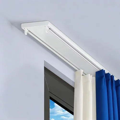 Vista 8 de Ceiling Curtain Track, Double Row Curtain Track Ceiling Mounted 3.94FT 6.89FT 5.58FT 9.84FT 13.12FT Sliding Rails for Curtains Room Divider for