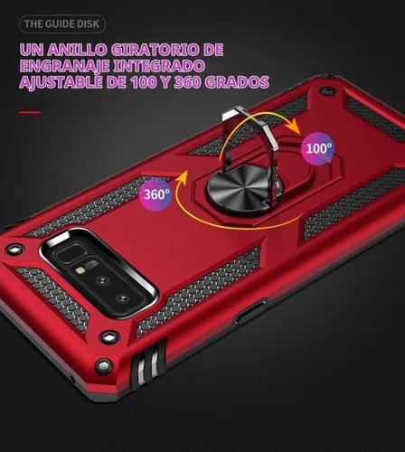 Vista 6 de YaHan Funda para Xiaomi Redmi Note 9, anillo giratorio de 360 grados, soporte híbrido, resistente, de doble capa, a prueba de golpes, con protector