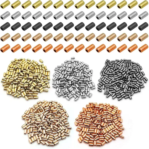 Vista 8 de 1000 cuentas espaciadoras redondas planas para manualidades, cuentas de disco de 5 colores para hacer joyas, pulseras, collares, aretes y 1000pcs; 5