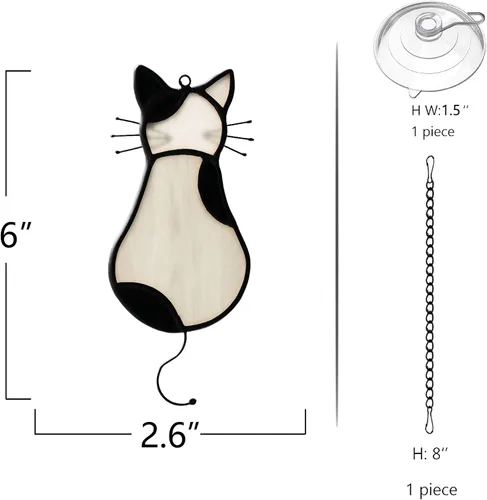Vista 2 de BOXCASA Gato vitral colgante de ventana, regalo para mamá y amiga