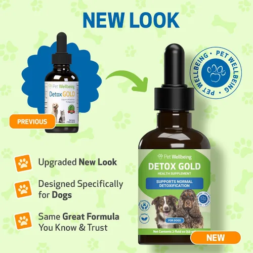 Vista 2 de Pet Wellbeing Detox Gold para perros - Suave apoyo de desintoxicación y eliminación, cuidado del sistema inmunológico, ortiga, cardo bendito, raíz