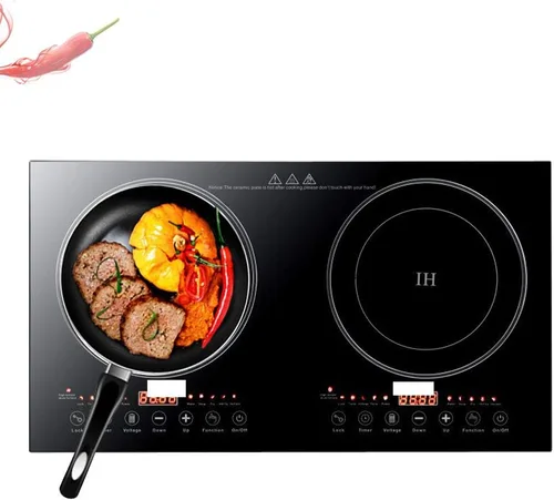Vista 6 de Cocina de inducción digital, estufa eléctrica de doble quemador de 2400 W 110 V, quemador de encimera con patas, cocina de inducción Vitro cerámica