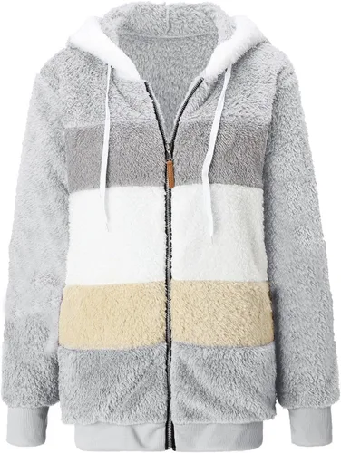Vista 3 de Sudaderas con capucha para mujer, de gran tamaño, forro polar, casual, manga larga, holgada, ligera, ropa de otoño 2023
