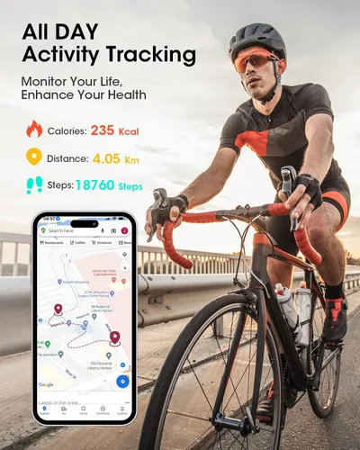 Vista 4 de Rastreador de salud y fitness para hombres y mujeres: reloj inteligente con monitor de ritmo cardíaco 24H, oxígeno en sangre, rastreador de sueño