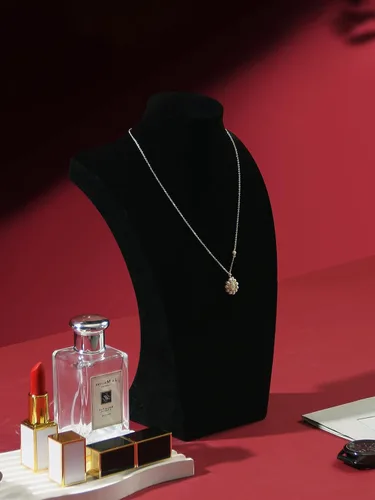 Vista 5 de Coward Soporte de busto de collar para espectáculo de venta, soporte de exhibición de joyas de collar de terciopelo negro para uso doméstico